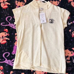 Cream Short Sleeve Top with Logo